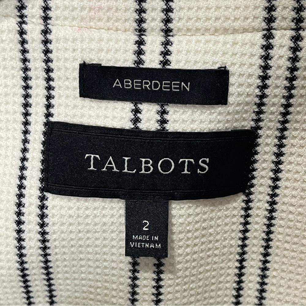 Talbots Aberdeen Knit Blazer Textured Ponte Stripe Blazer Size 2 White Black - Picture 5 of 9